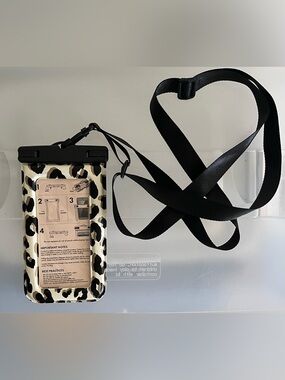 Kate Spade Leopard Print Waterproof Phone Pouch with Adjustable Black Lanyard